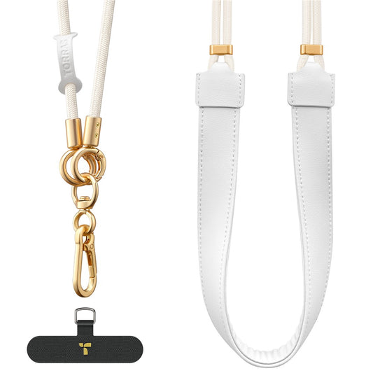 Cordón ajustable de piel para teléfono móvil TORRAS Loopgo con correa cruzada para el cuello y lengüeta de sujeción