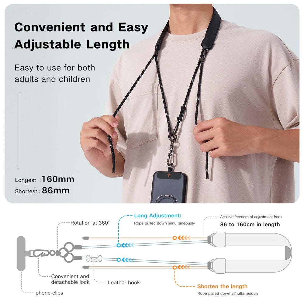 Lanière de téléphone en cuir TORRAS Loopgo, bandoulière réglable avec attache