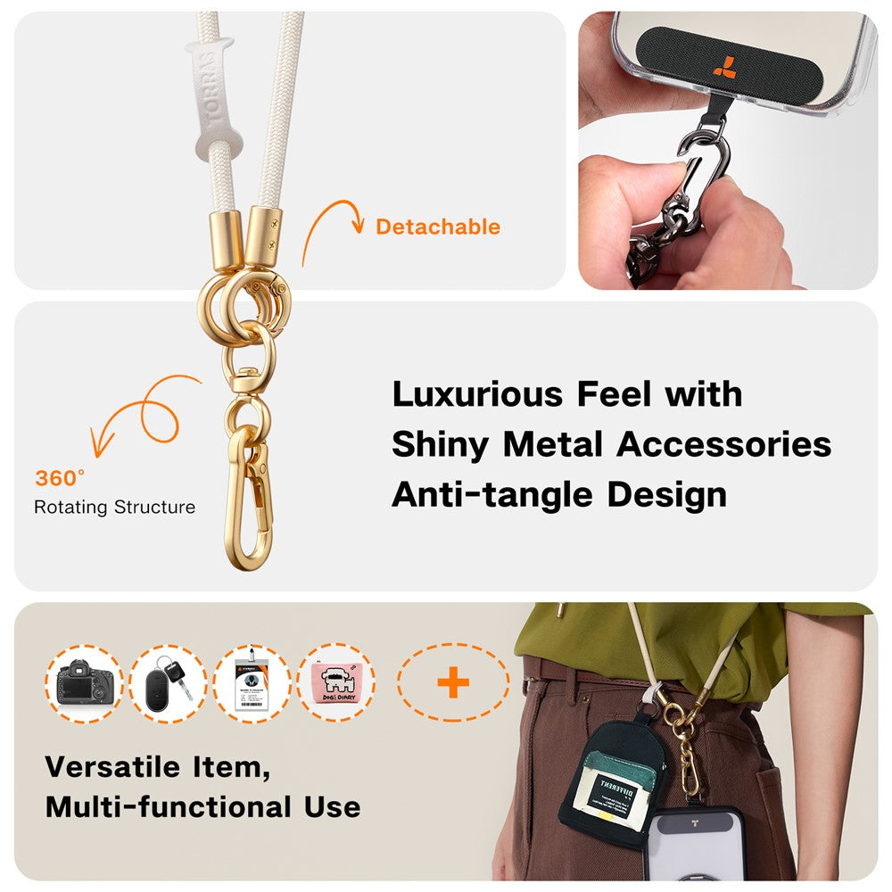 Lanière de téléphone en cuir TORRAS Loopgo, bandoulière réglable avec attache