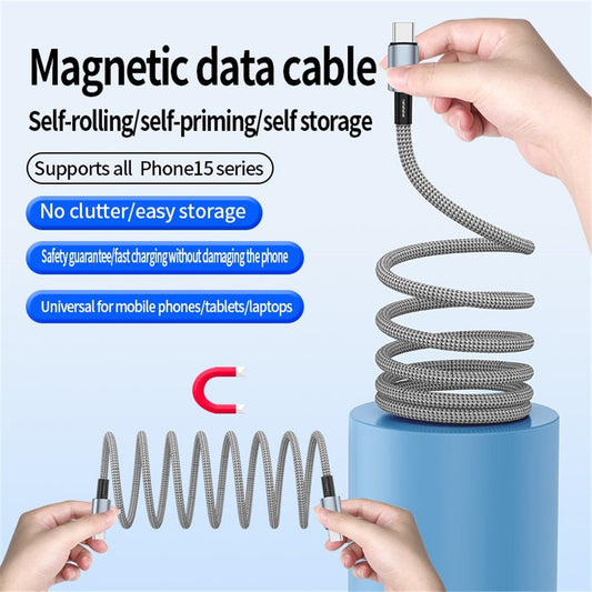 Câble de données de charge magnétique de 1,5 m, PD 27 W, USB-C vers 8 broches, charge rapide.