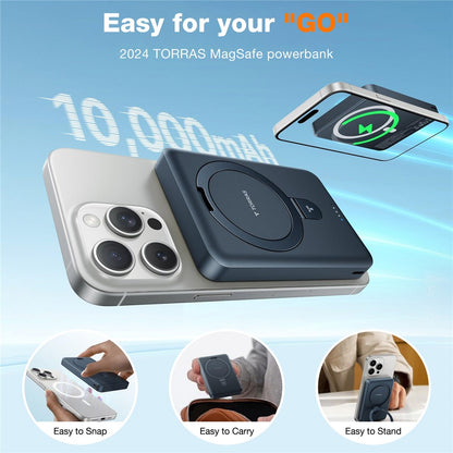 TORRAS Park Power Bank Qi2.0 10000 Mah Compatible with Magsafe Battery Phone Stand Magnetic Power Bank Charger