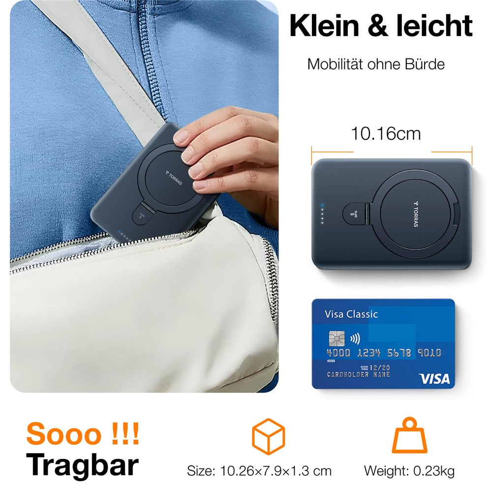 TORRAS Park Power Bank Qi2.0 10000 Mah Compatible with Magsafe Battery Phone Stand Magnetic Power Bank Charger