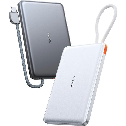 TORRAS Mini Power Bank 10000mAh Built-In Type-C Cable 22.5W PD Fast Charging Portable Charger