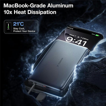 TORRAS Mini Power Bank 10000mAh Built-In Type-C Cable 22.5W PD Fast Charging Portable Charger