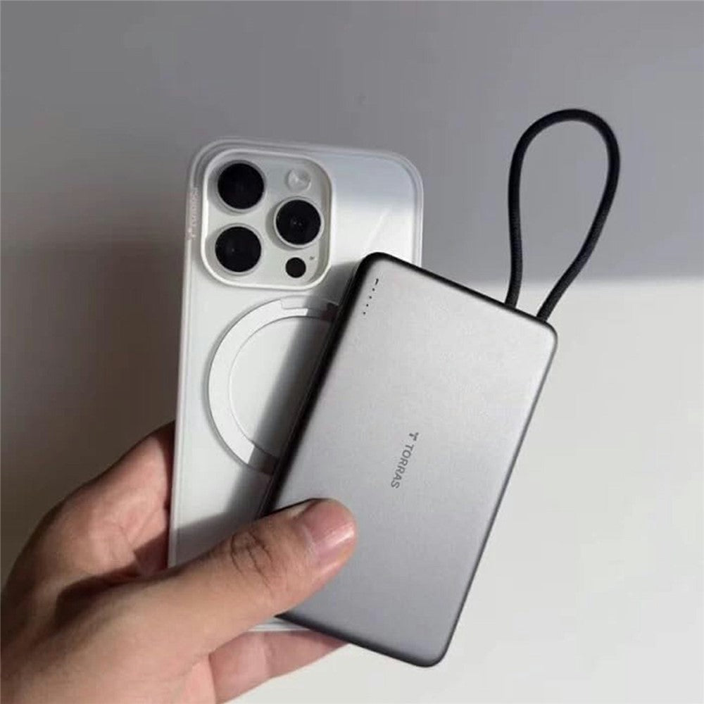 TORRAS Mini Power Bank 10000mAh Built-In Type-C Cable 22.5W PD Fast Charging Portable Charger