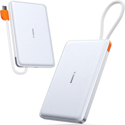 TORRAS Mini Power Bank 10000mAh Built-In Type-C Cable 22.5W PD Fast Charging Portable Charger