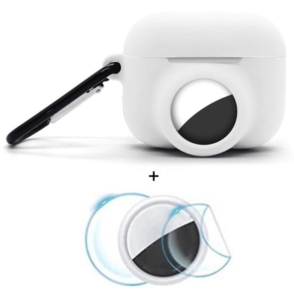 2 in 1 Silicone Cover for AirPods Pro 3 / AirTag Protective Case with Front / Back Screen Protector