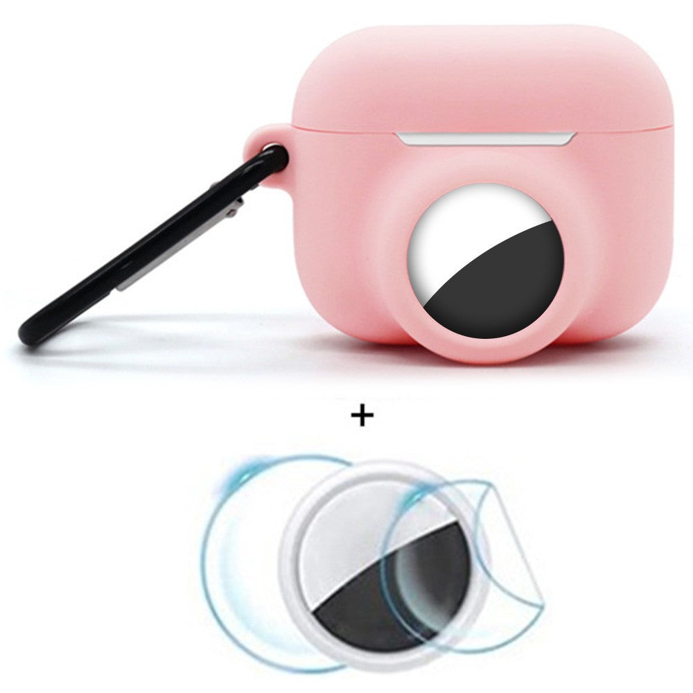 2 in 1 Silicone Cover for AirPods Pro 3 / AirTag Protective Case with Front / Back Screen Protector