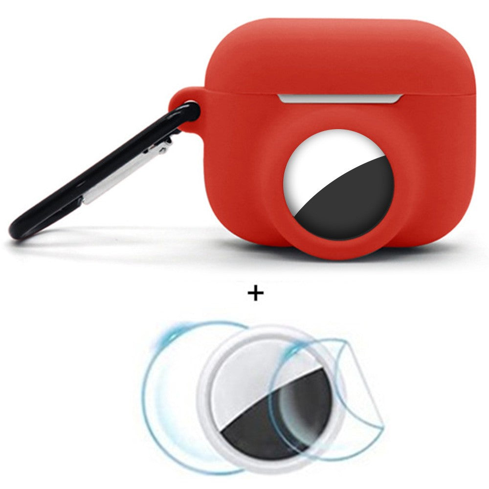 2 in 1 Silicone Cover for AirPods Pro 3 / AirTag Protective Case with Front / Back Screen Protector