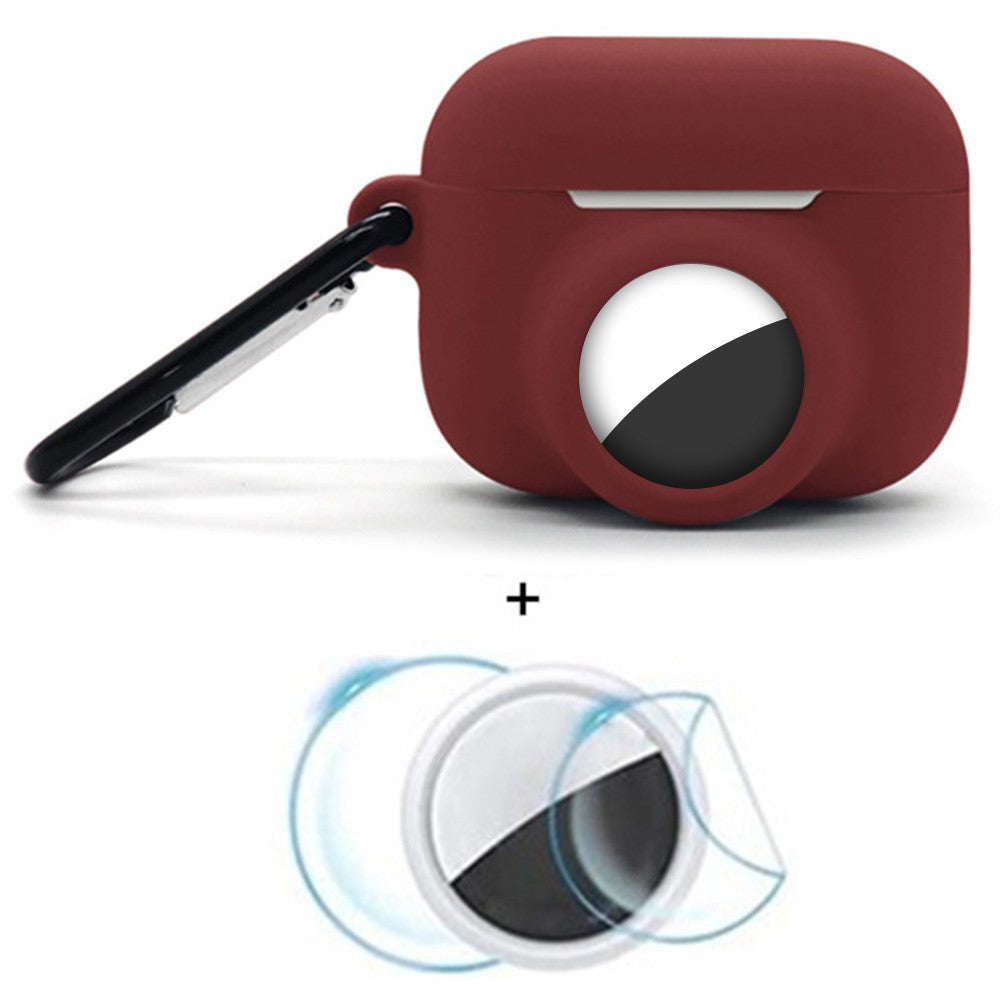 2 in 1 Silicone Cover for AirPods Pro 3 / AirTag Protective Case with Front / Back Screen Protector