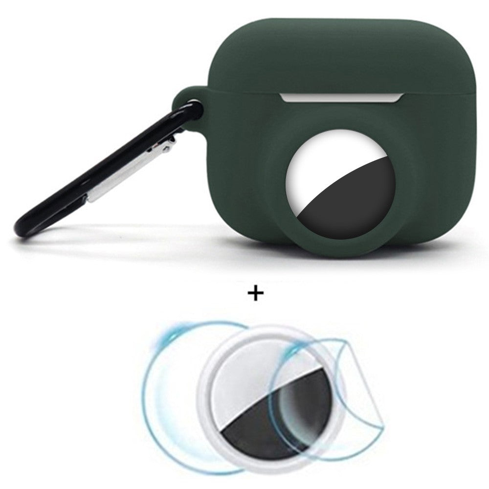 2 in 1 Silicone Cover for AirPods Pro 3 / AirTag Protective Case with Front / Back Screen Protector