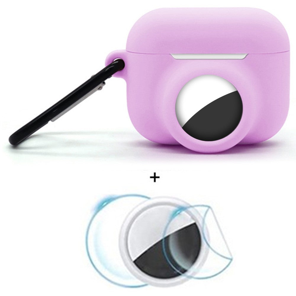 2 in 1 Silicone Cover for AirPods Pro 3 / AirTag Protective Case with Front / Back Screen Protector