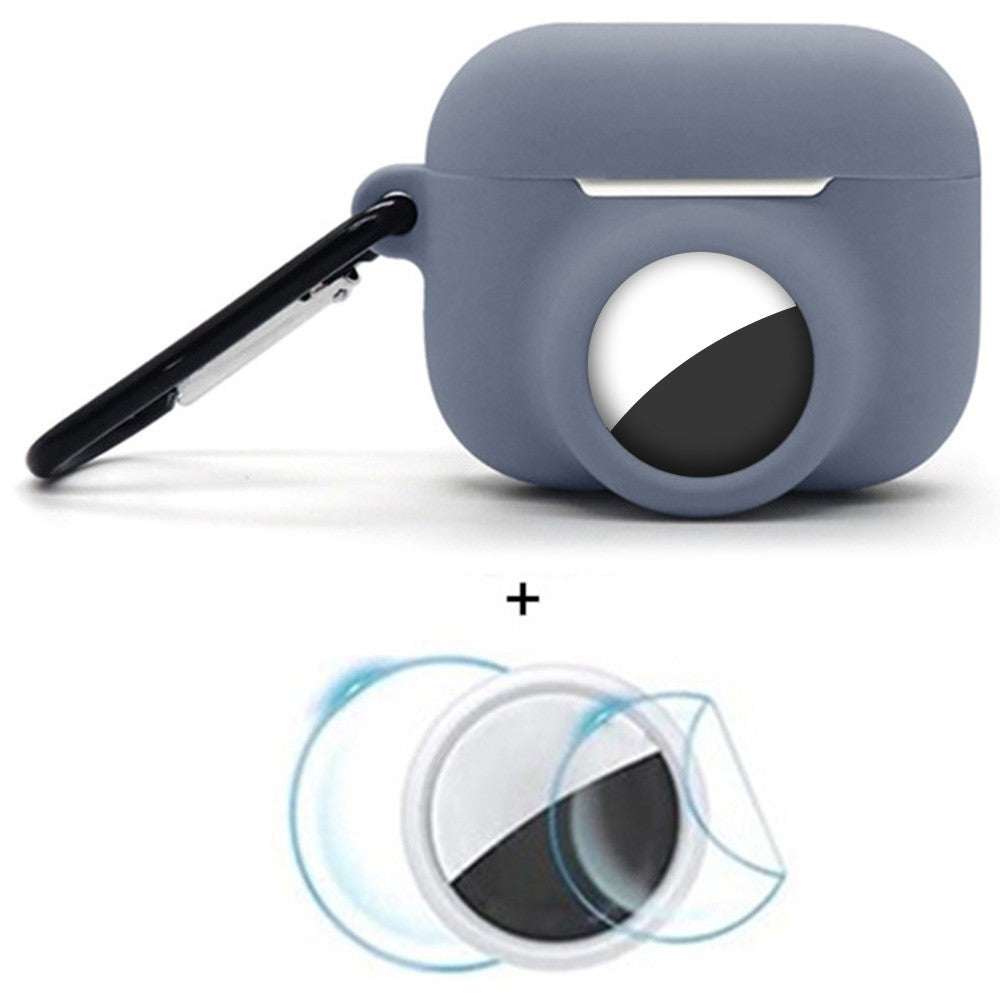2 in 1 Silicone Cover for AirPods Pro 3 / AirTag Protective Case with Front / Back Screen Protector
