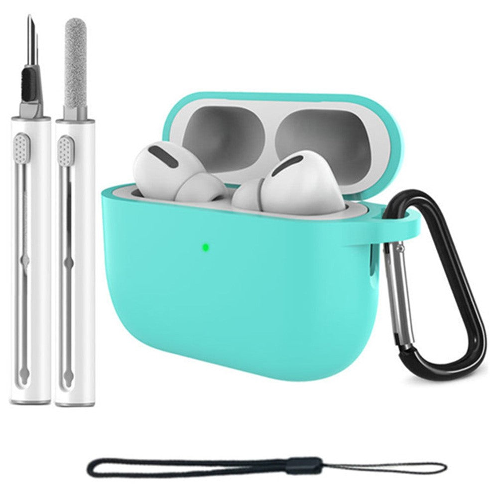 For AirPods Pro 3 Silicone Case Protective Cover Set with Anti-Lost Carabiner / Wrist Strap / Cleaning Pen