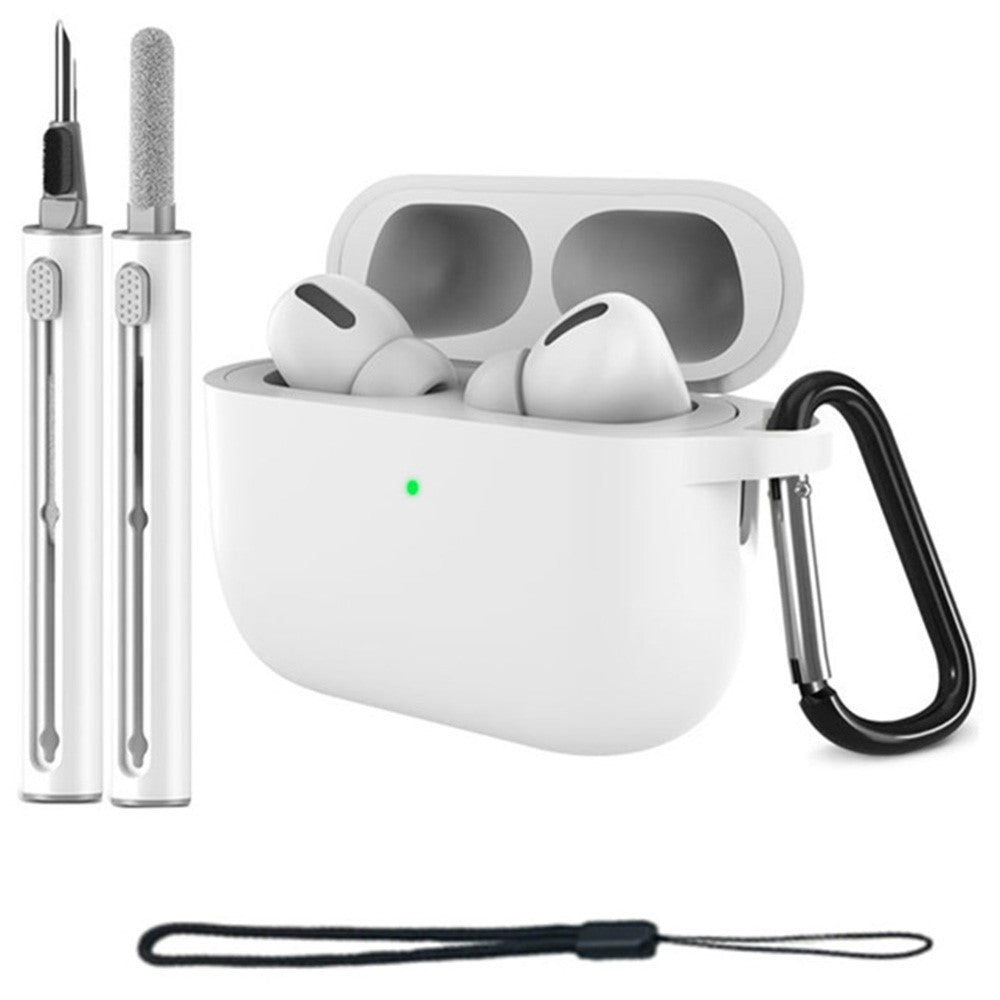 For AirPods Pro 3 Silicone Case Protective Cover Set with Anti-Lost Carabiner / Wrist Strap / Cleaning Pen