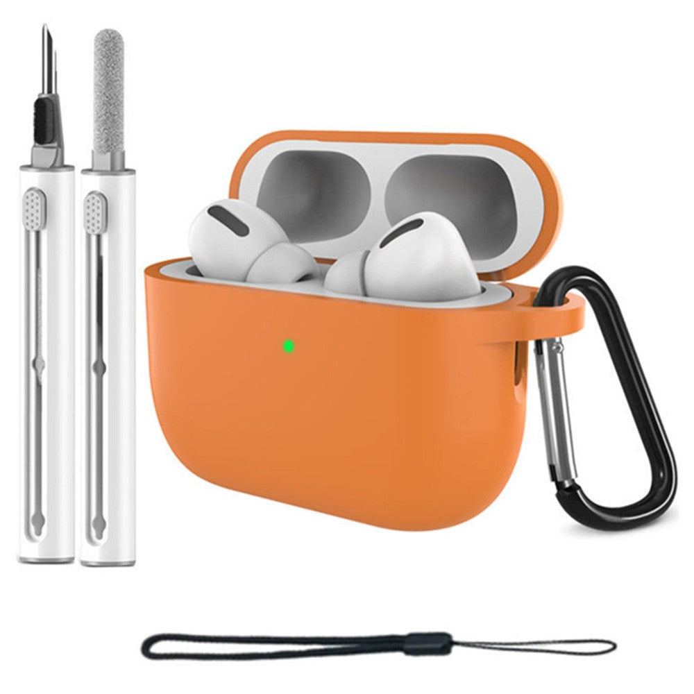 For AirPods Pro 3 Silicone Case Protective Cover Set with Anti-Lost Carabiner / Wrist Strap / Cleaning Pen