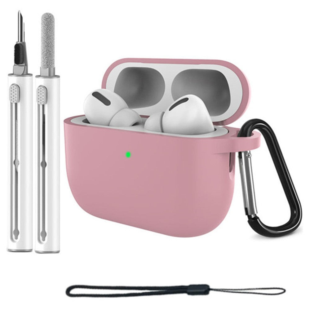 For AirPods Pro 3 Silicone Case Protective Cover Set with Anti-Lost Carabiner / Wrist Strap / Cleaning Pen