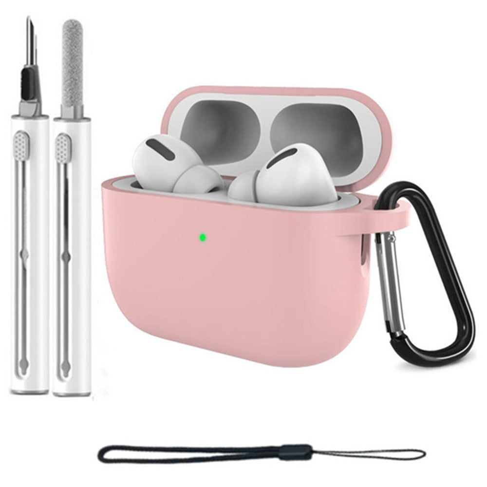 For AirPods Pro 3 Silicone Case Protective Cover Set with Anti-Lost Carabiner / Wrist Strap / Cleaning Pen