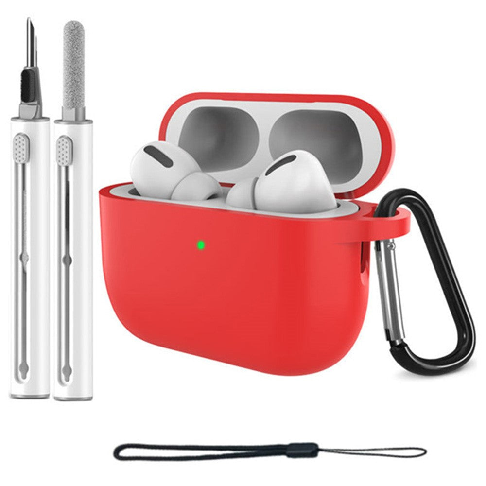 For AirPods Pro 3 Silicone Case Protective Cover Set with Anti-Lost Carabiner / Wrist Strap / Cleaning Pen