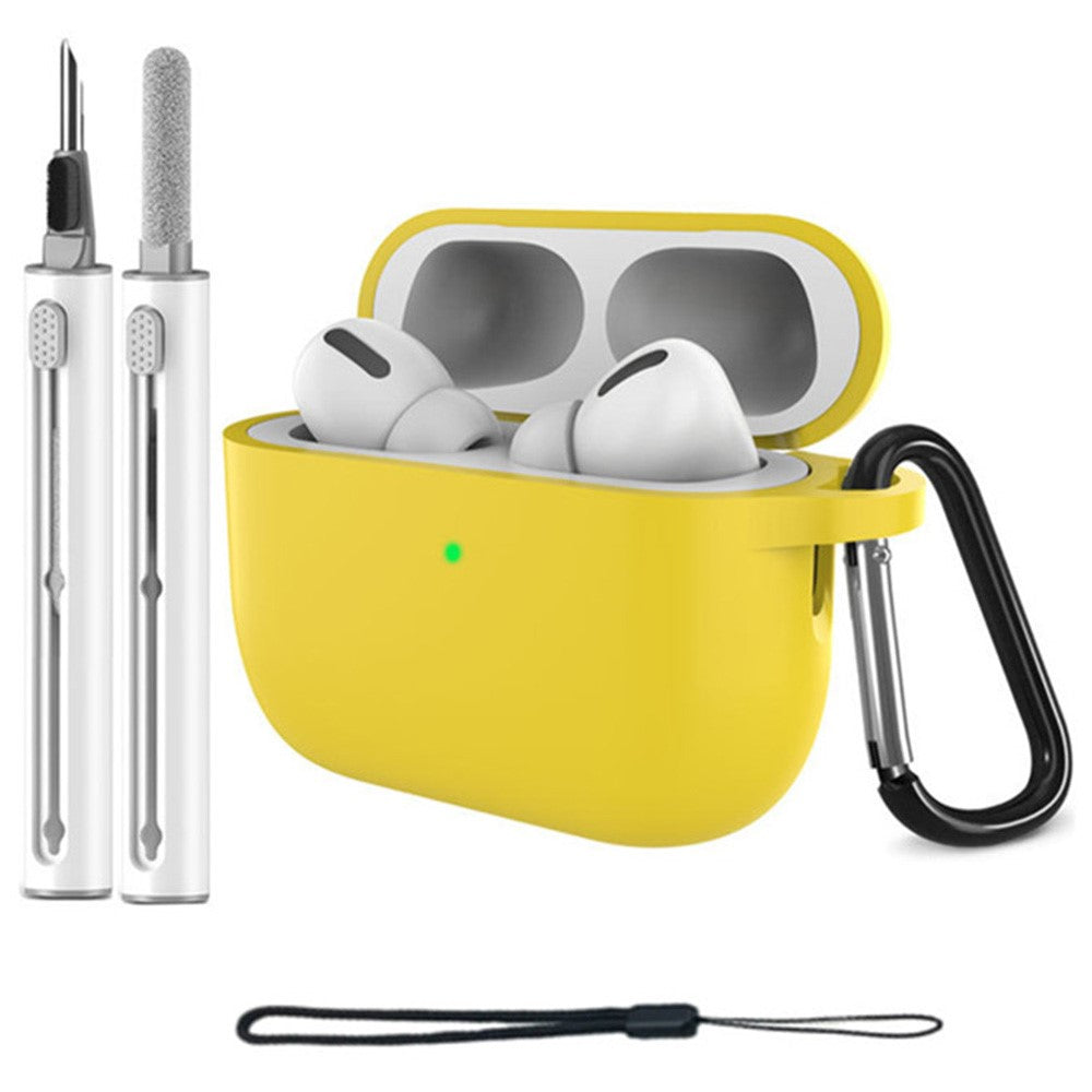 For AirPods Pro 3 Silicone Case Protective Cover Set with Anti-Lost Carabiner / Wrist Strap / Cleaning Pen