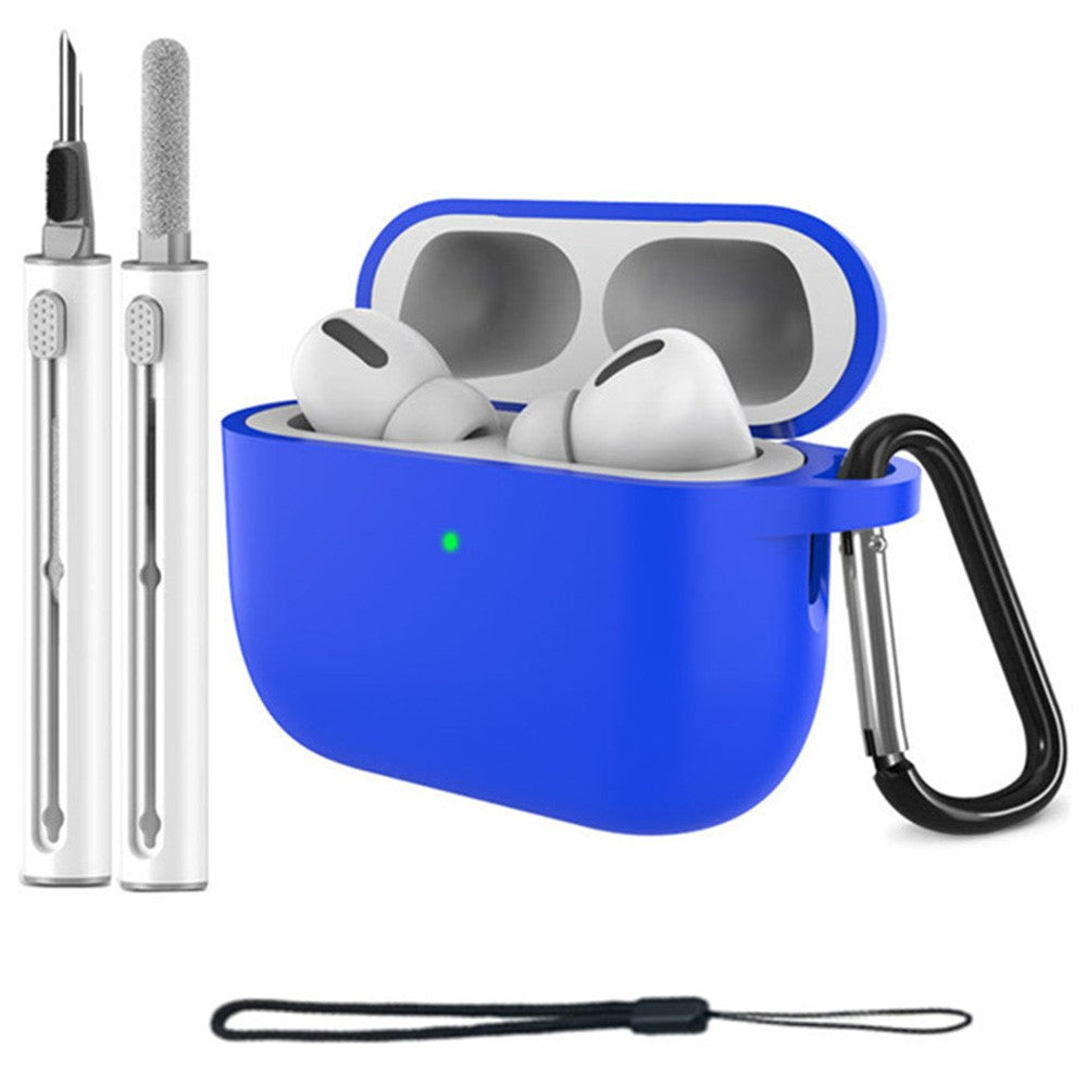 For AirPods Pro 3 Silicone Case Protective Cover Set with Anti-Lost Carabiner / Wrist Strap / Cleaning Pen
