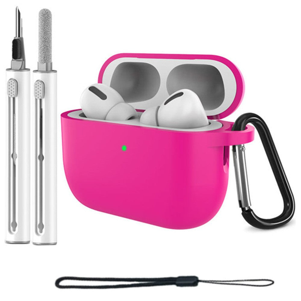 For AirPods Pro 3 Silicone Case Protective Cover Set with Anti-Lost Carabiner / Wrist Strap / Cleaning Pen