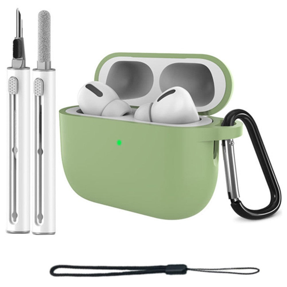 For AirPods Pro 3 Silicone Case Protective Cover Set with Anti-Lost Carabiner / Wrist Strap / Cleaning Pen