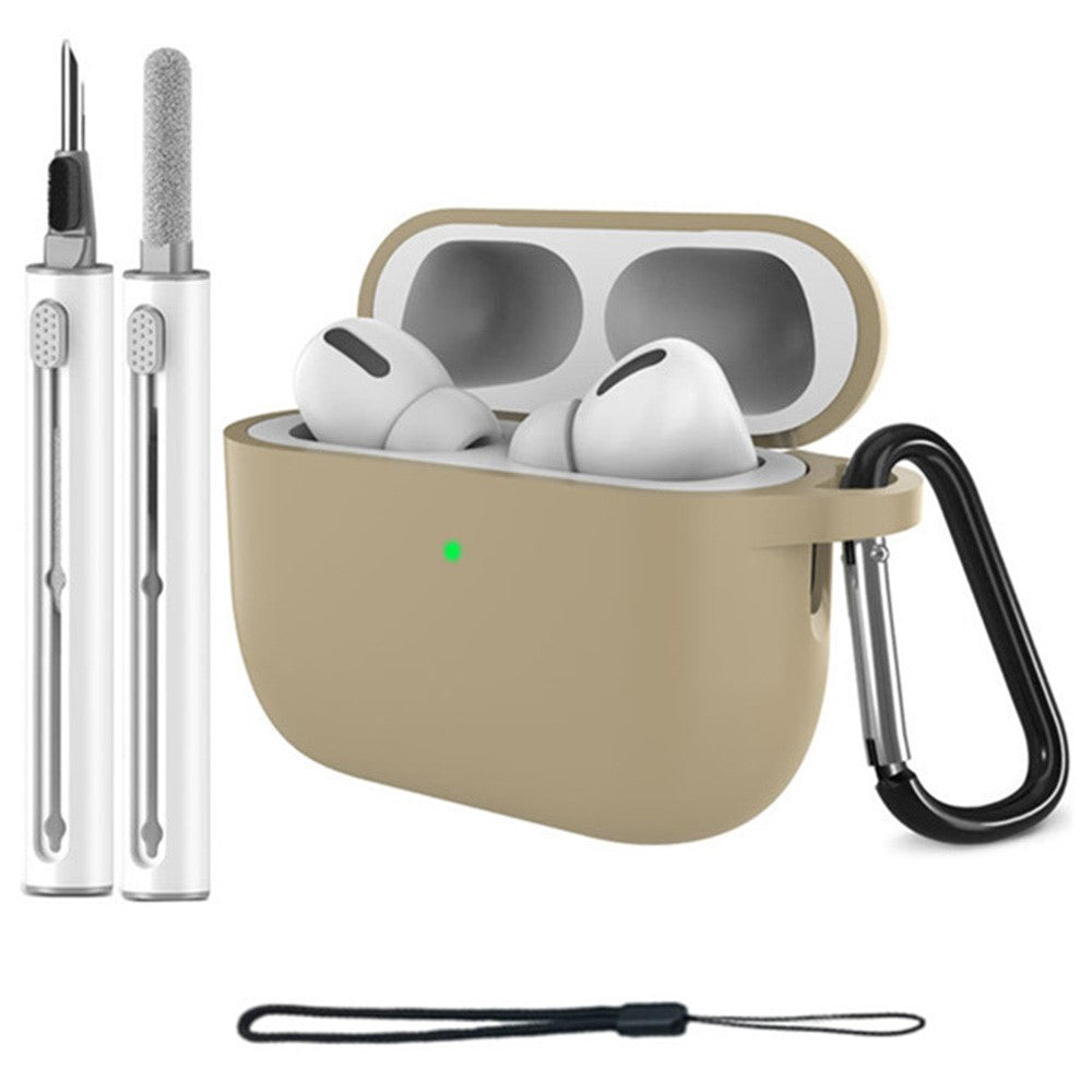 For AirPods Pro 3 Silicone Case Protective Cover Set with Anti-Lost Carabiner / Wrist Strap / Cleaning Pen