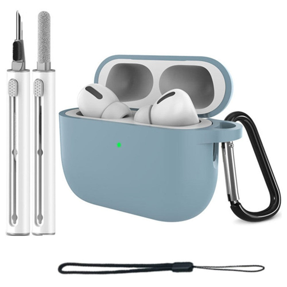 For AirPods Pro 3 Silicone Case Protective Cover Set with Anti-Lost Carabiner / Wrist Strap / Cleaning Pen