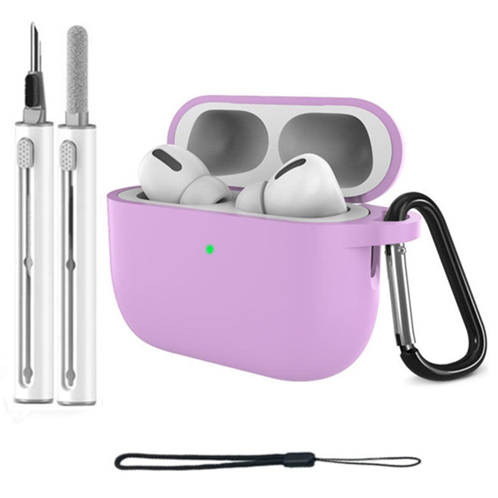 For AirPods Pro 3 Silicone Case Protective Cover Set with Anti-Lost Carabiner / Wrist Strap / Cleaning Pen