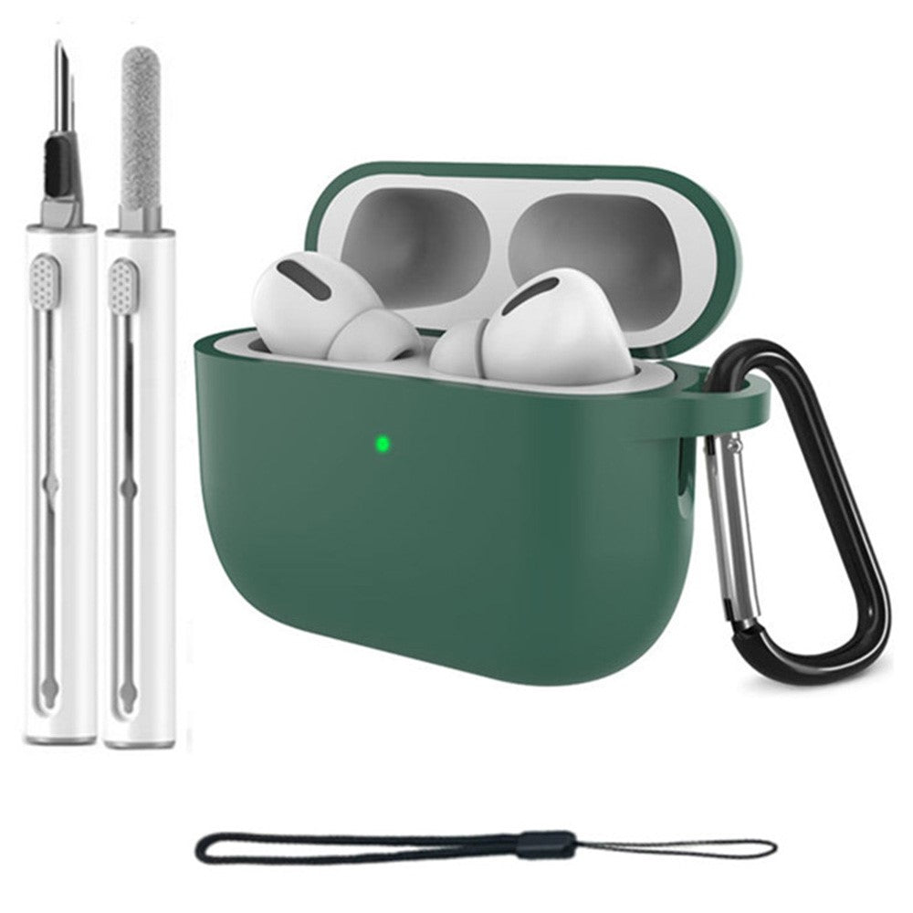 For AirPods Pro 3 Silicone Case Protective Cover Set with Anti-Lost Carabiner / Wrist Strap / Cleaning Pen