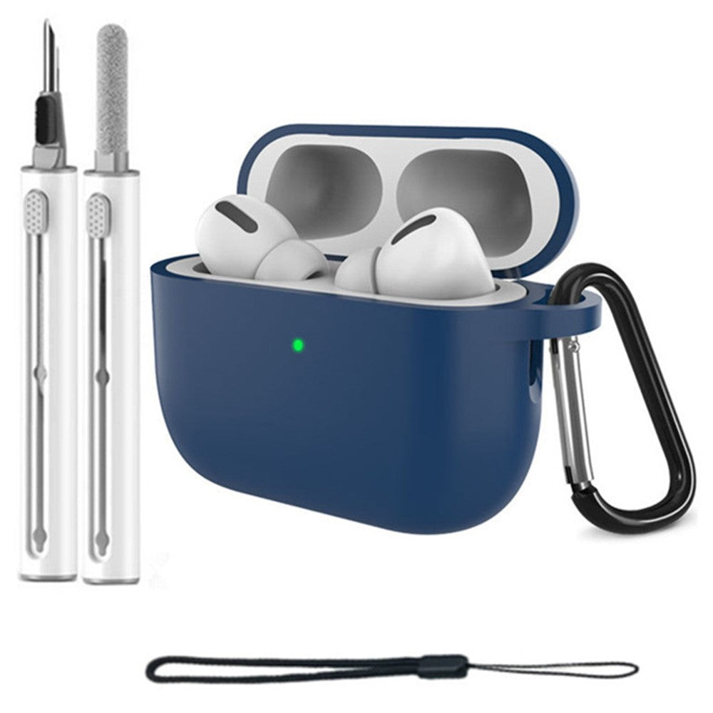 For AirPods Pro 3 Silicone Case Protective Cover Set with Anti-Lost Carabiner / Wrist Strap / Cleaning Pen