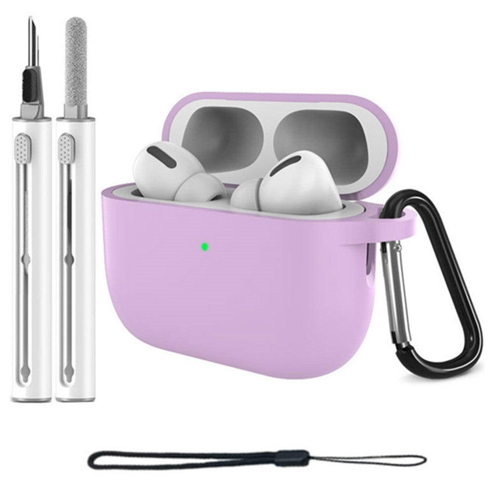 For AirPods Pro 3 Silicone Case Protective Cover Set with Anti-Lost Carabiner / Wrist Strap / Cleaning Pen