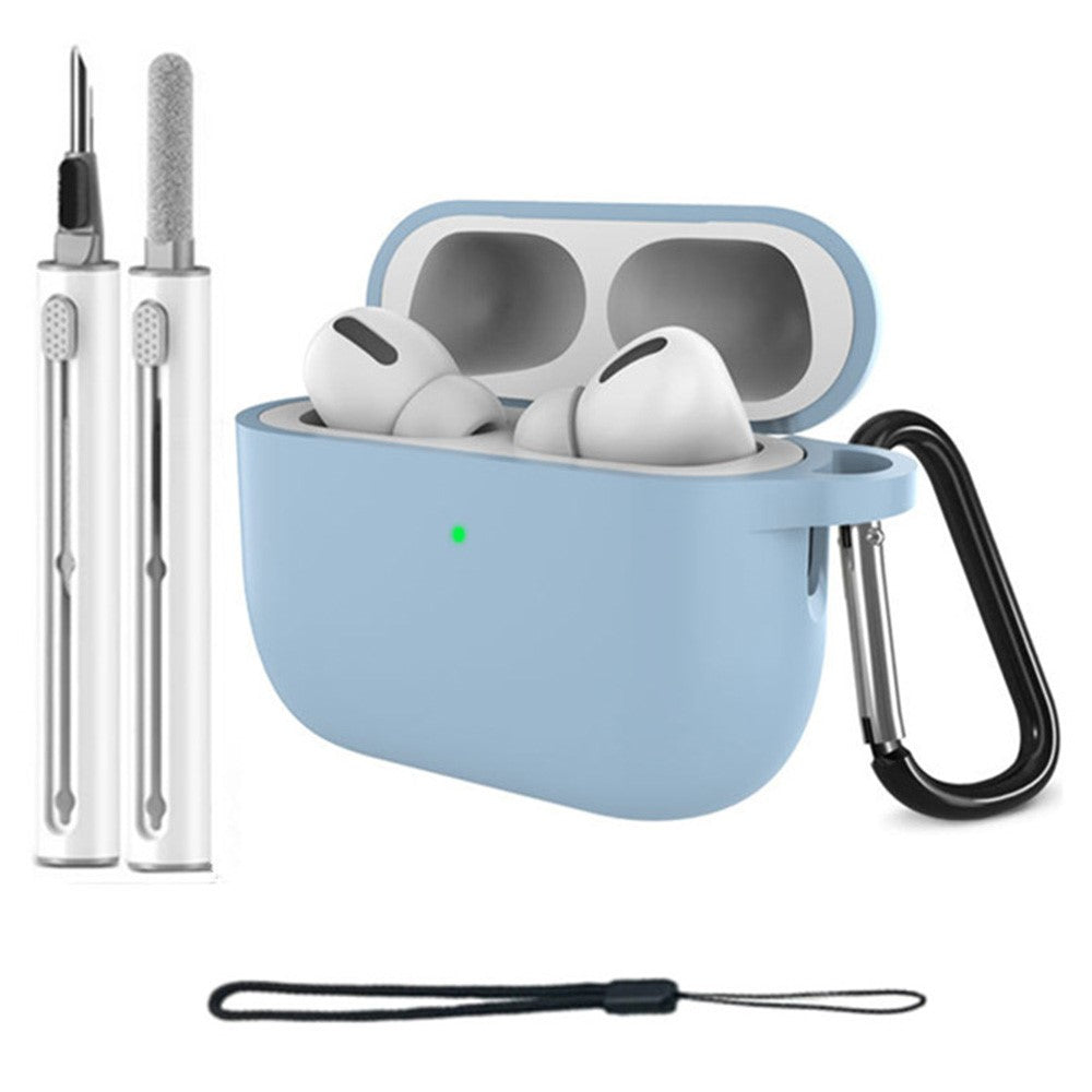 For AirPods Pro 3 Silicone Case Protective Cover Set with Anti-Lost Carabiner / Wrist Strap / Cleaning Pen