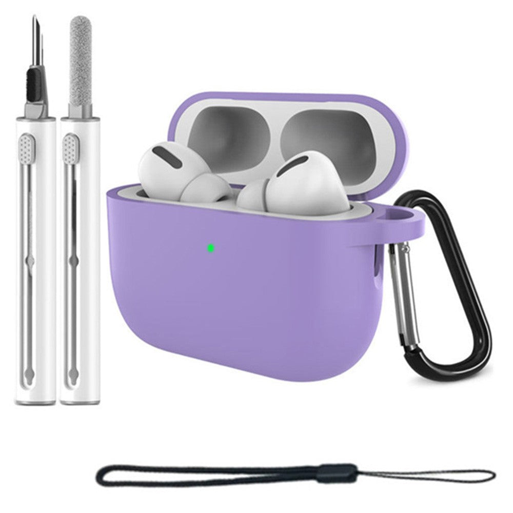 For AirPods Pro 3 Silicone Case Protective Cover Set with Anti-Lost Carabiner / Wrist Strap / Cleaning Pen
