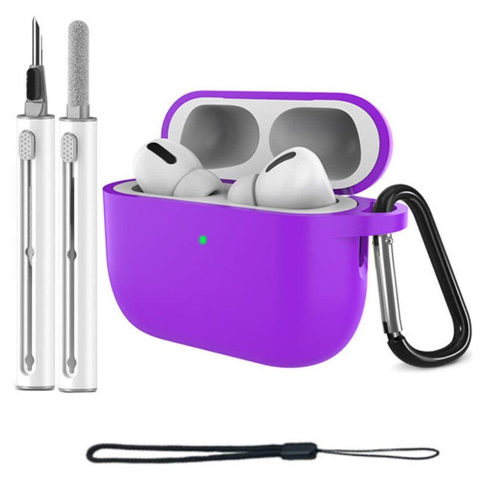 For AirPods Pro 3 Silicone Case Protective Cover Set with Anti-Lost Carabiner / Wrist Strap / Cleaning Pen