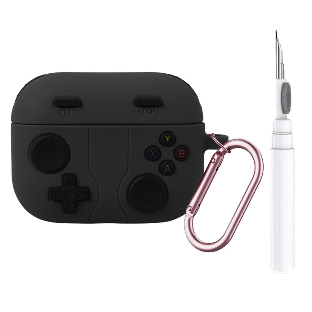For AirPods Pro 3 Silicone Case Retro Game Console Design Earphone Cover with Cleaning Pen  /  Carabiner