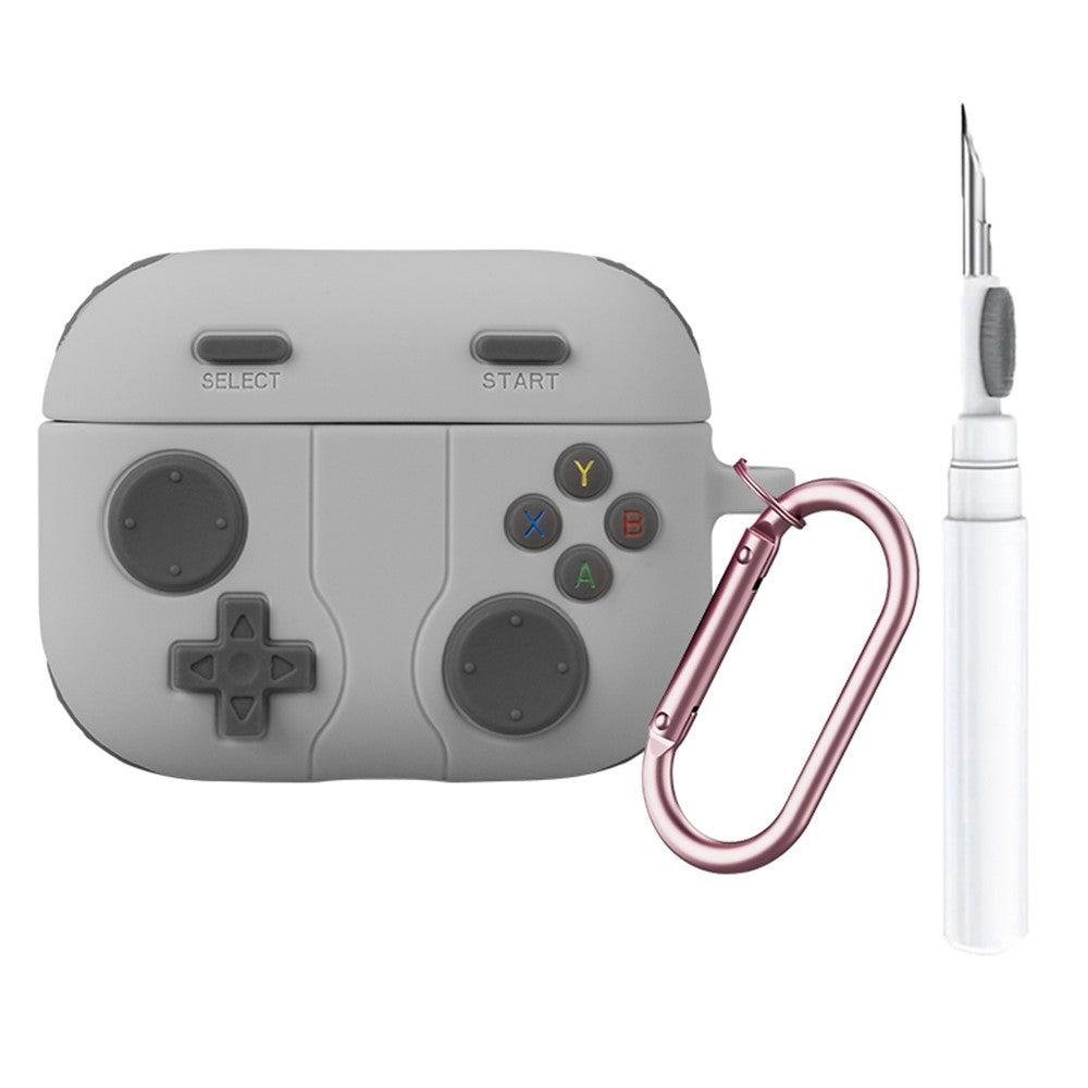 For AirPods Pro 3 Silicone Case Retro Game Console Design Earphone Cover with Cleaning Pen  /  Carabiner