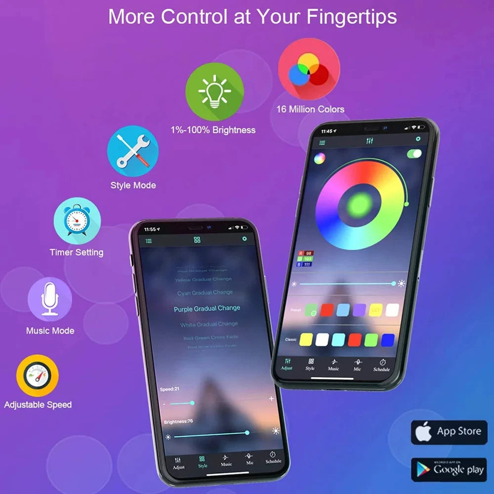 Bluetooth LED Strip Lights Smart SMD 5050 APP Remote Control Flexible