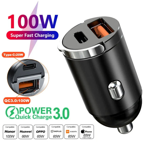 Chargeur USB Mini 200W Double Port Ultra Rapide pour Allume-Cigare de Voiture